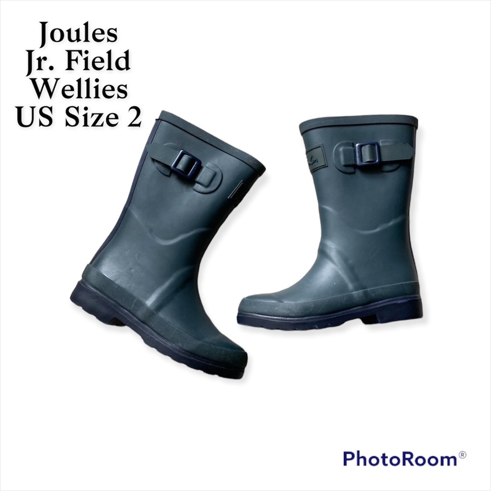 Joules- Junior Field Wellies - Big Kids - Size 2 - EUC - Teal & Navy - B…